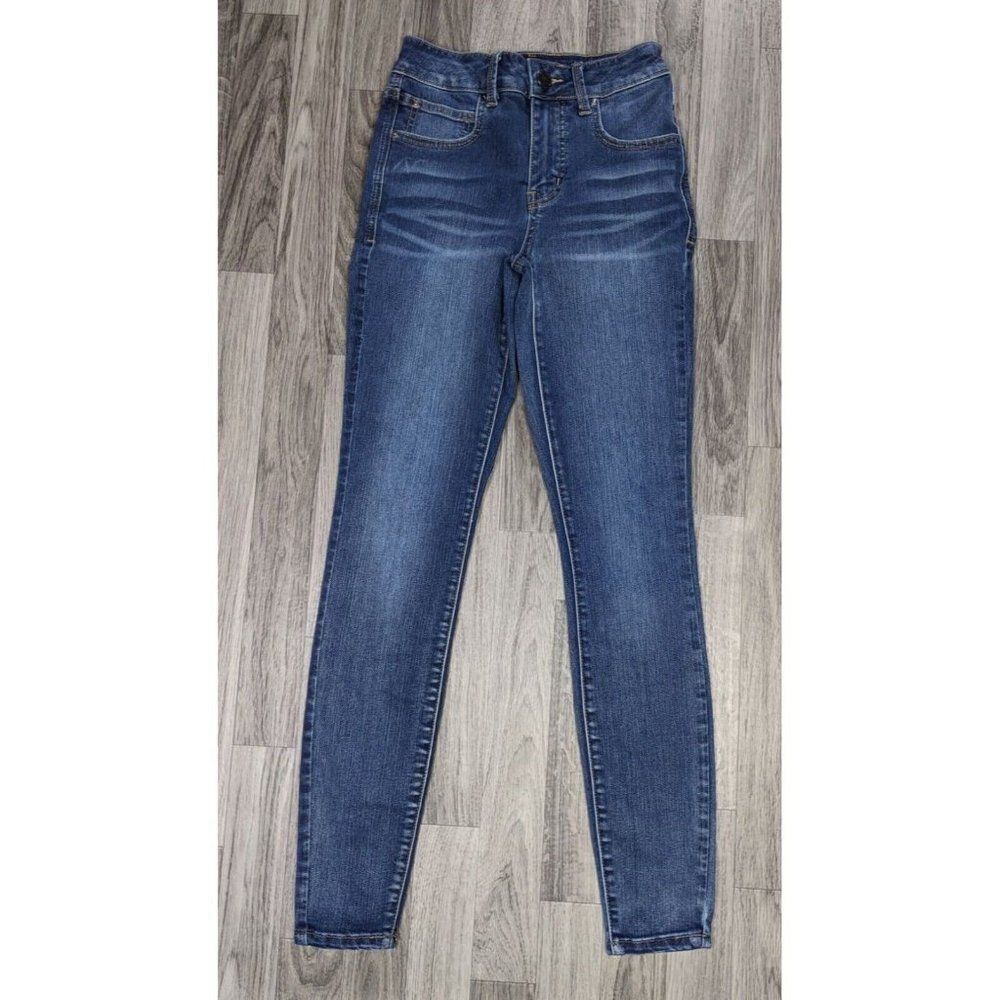 Maurices Womens Size‎ 0 Regular Ever Flex High Rise Whiskered Skinny Denim Jeans